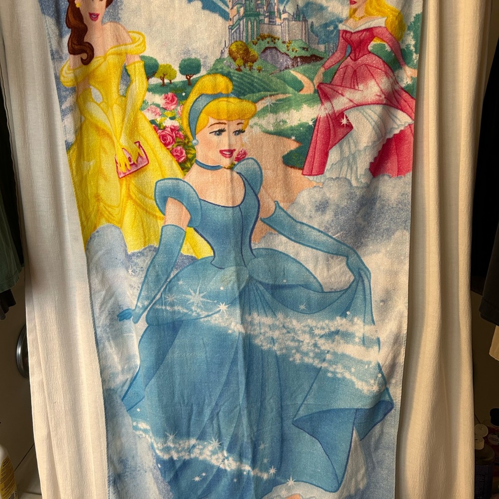 Towel: rare disney princesses Cinderella, belle, sleeping beauty beach blue bath